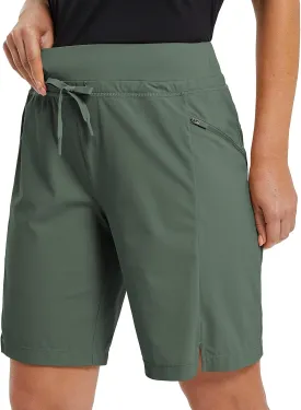 baleaf Women's Hiking Long Shorts 9"/11" Quick Dry Bermuda Cargo for Curvy Lightweight Pockets