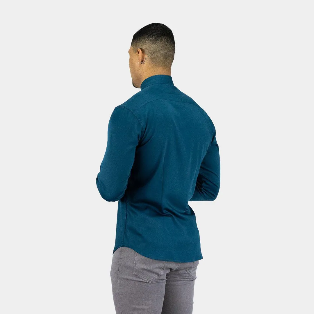 Bamboo Satin Stretch Shirt - Deep Teal
