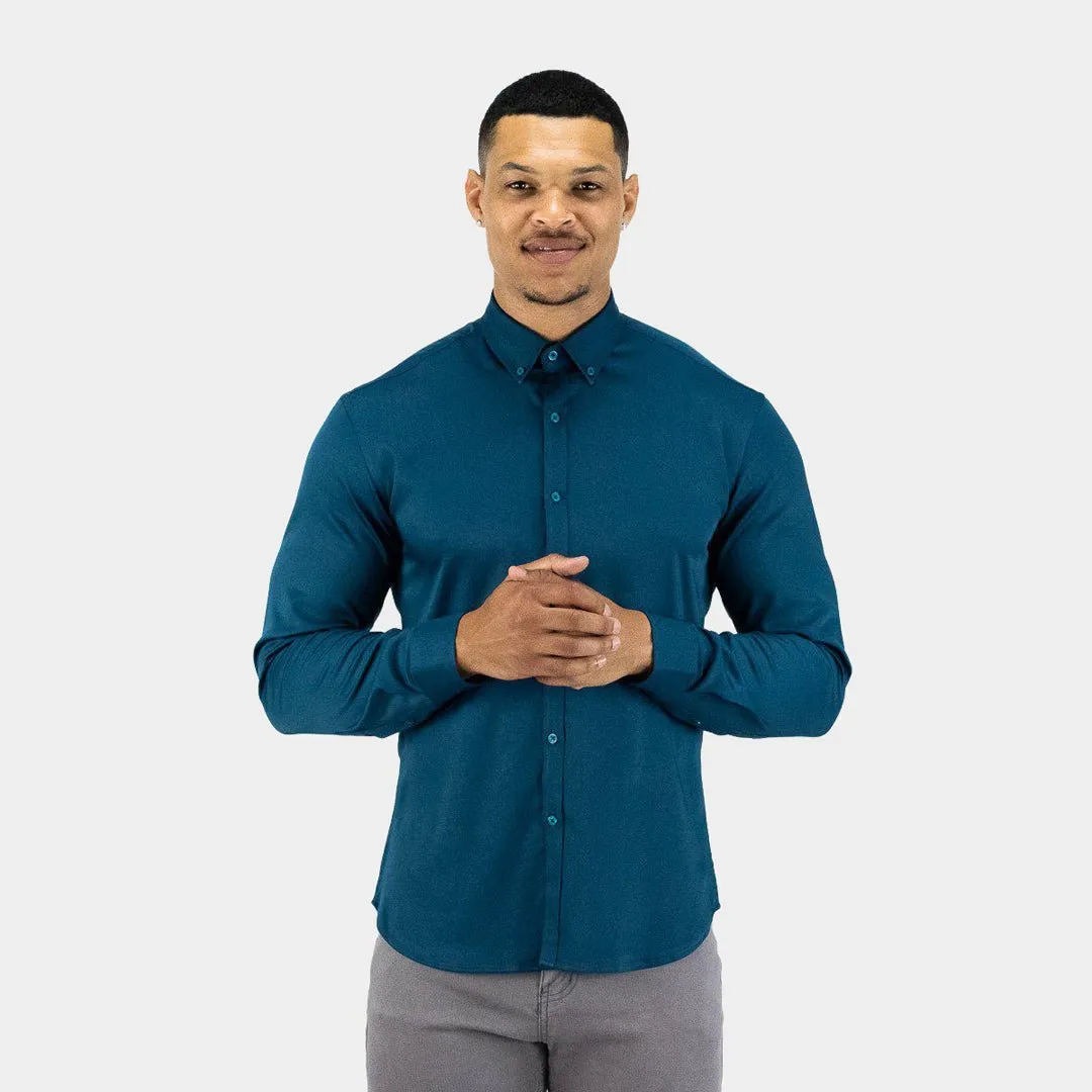 Bamboo Satin Stretch Shirt - Deep Teal