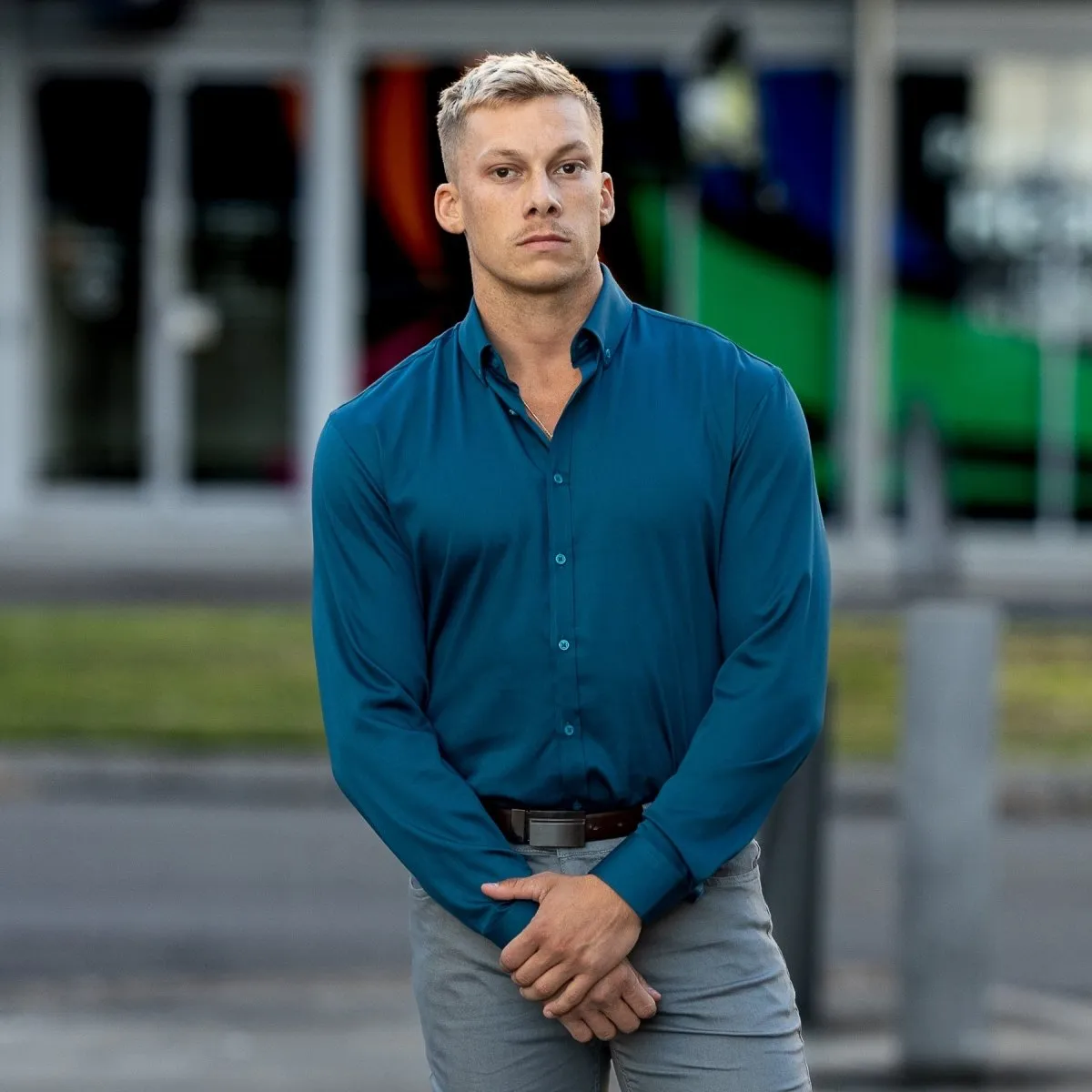 Bamboo Satin Stretch Shirt - Deep Teal