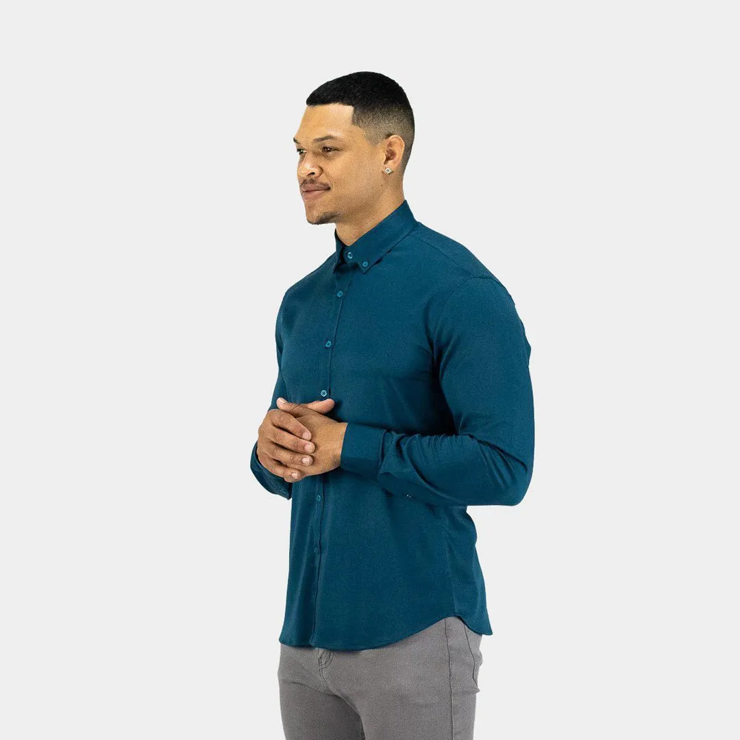 Bamboo Satin Stretch Shirt - Deep Teal