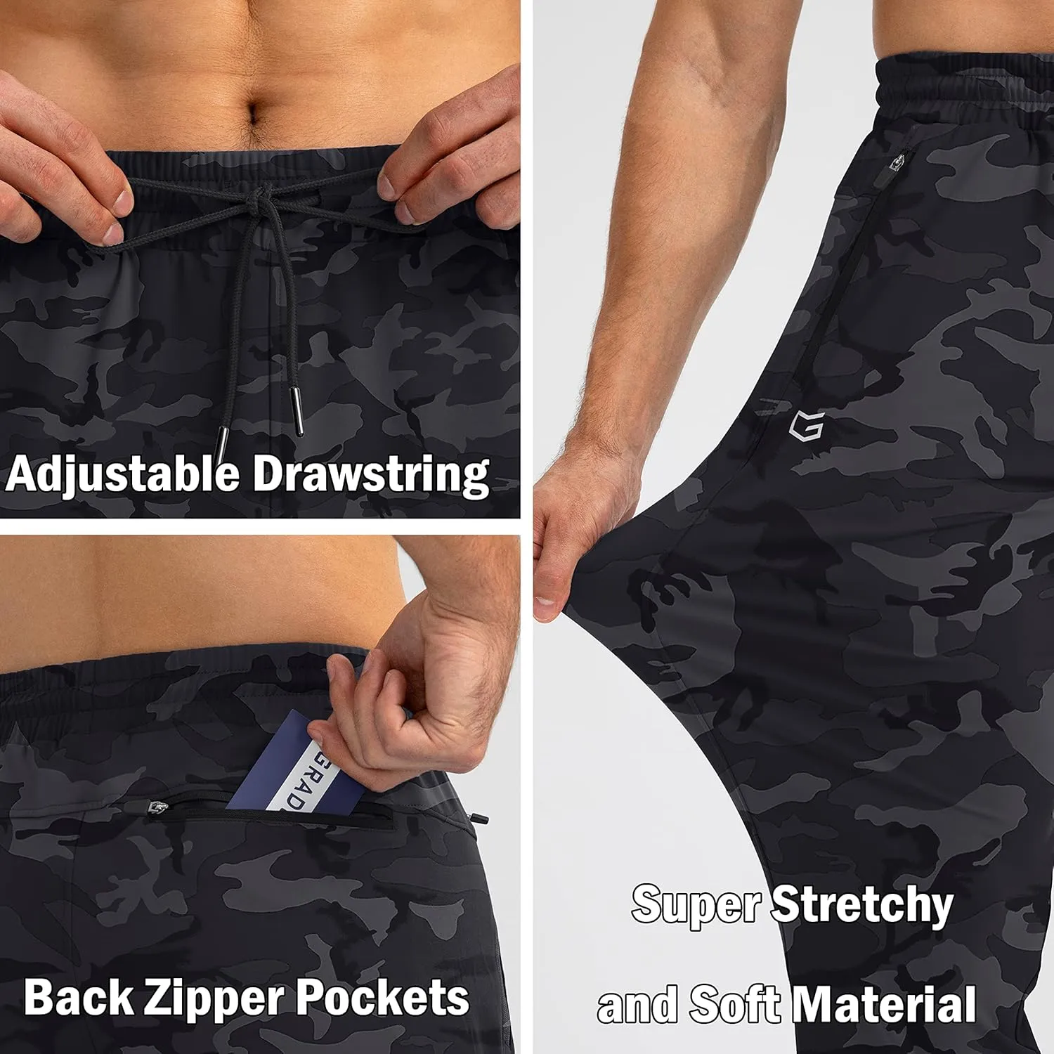 G Gradual Men's Sweatpants with Zipper Pockets Tapered Joggers for Men Athletic Pants for Workout, Jogging, Running