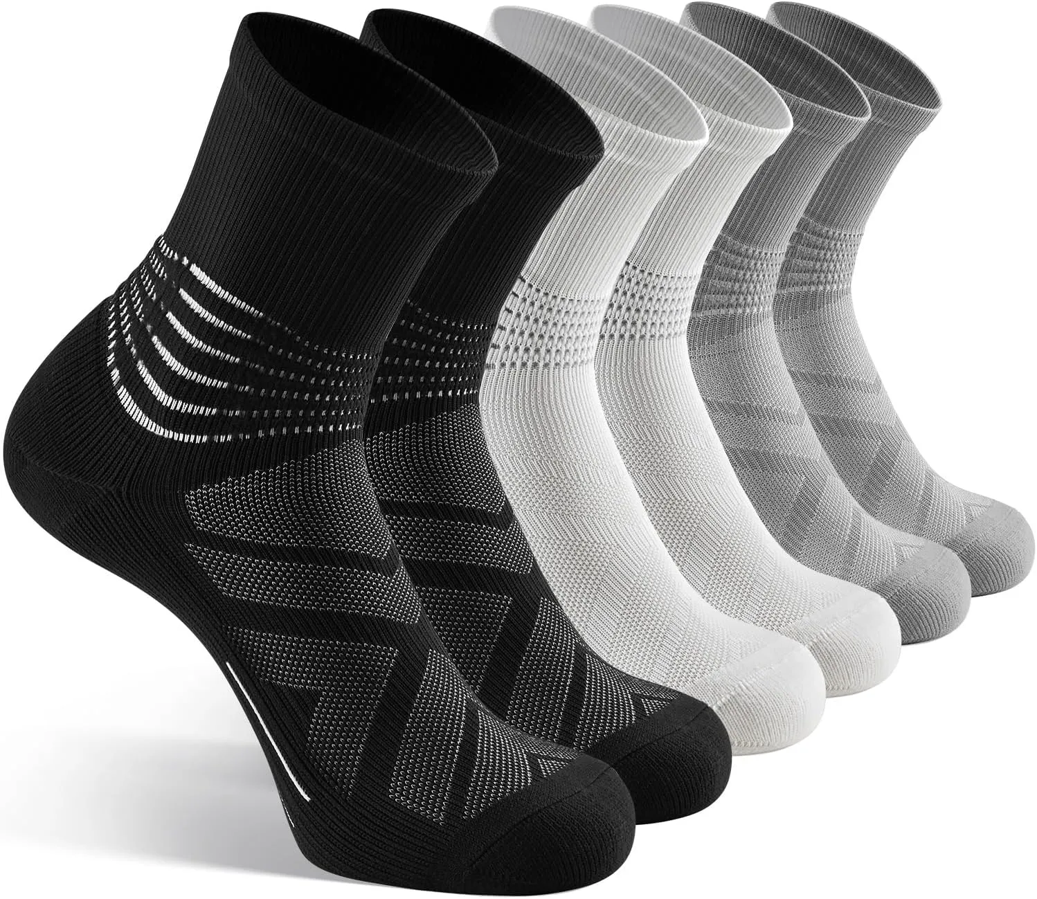 IRAMY Compression Ankle Support Crew Socks Men Women Coolmax Wicking Plantar Fasciitis Relief Running Hiking Socks 3 Pairs