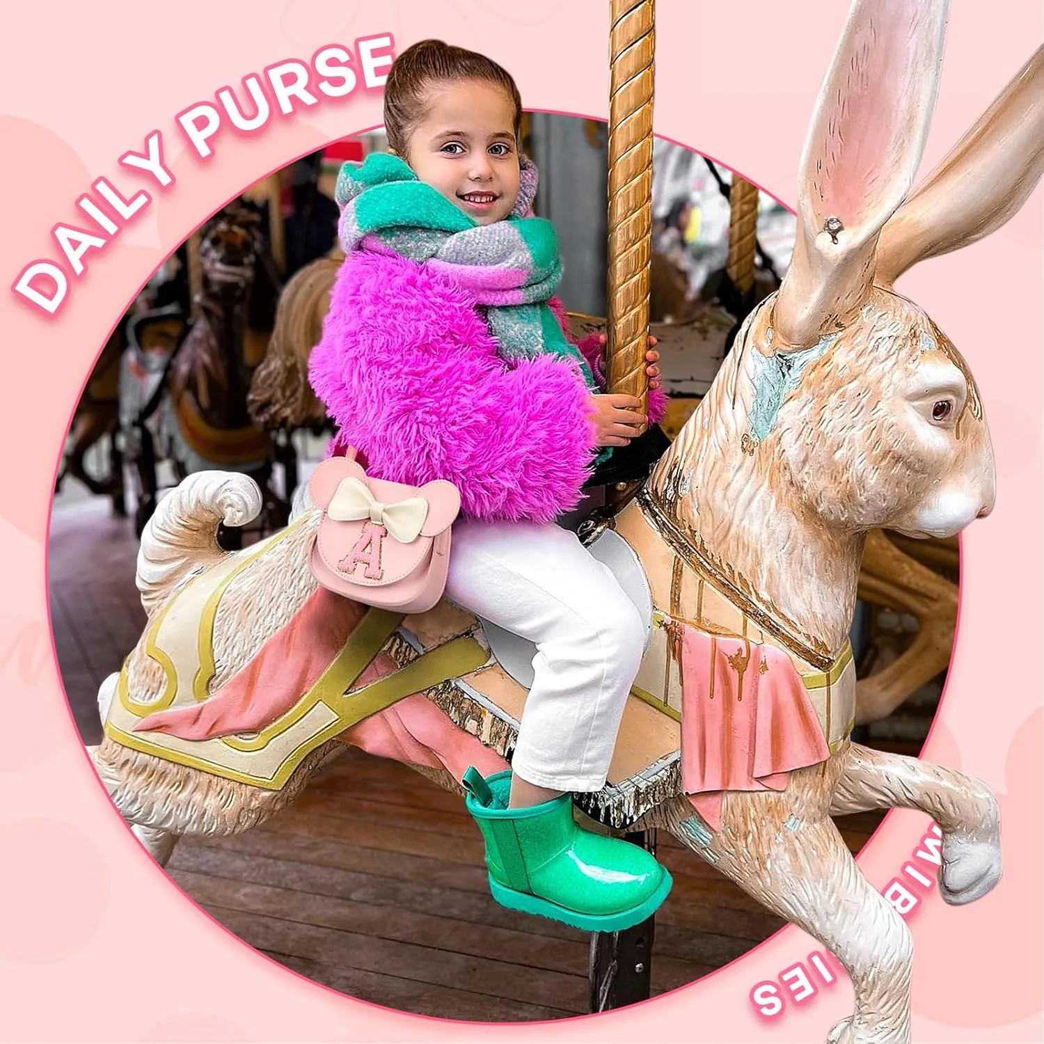 Mibasies Toddler Purse: Girl Gifts for Girls 3-8 - Mini Mouse Ears Bow Purse (Pink)