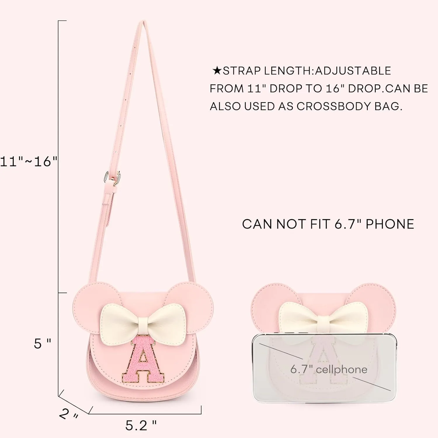 Mibasies Toddler Purse: Girl Gifts for Girls 3-8 - Mini Mouse Ears Bow Purse (Pink)