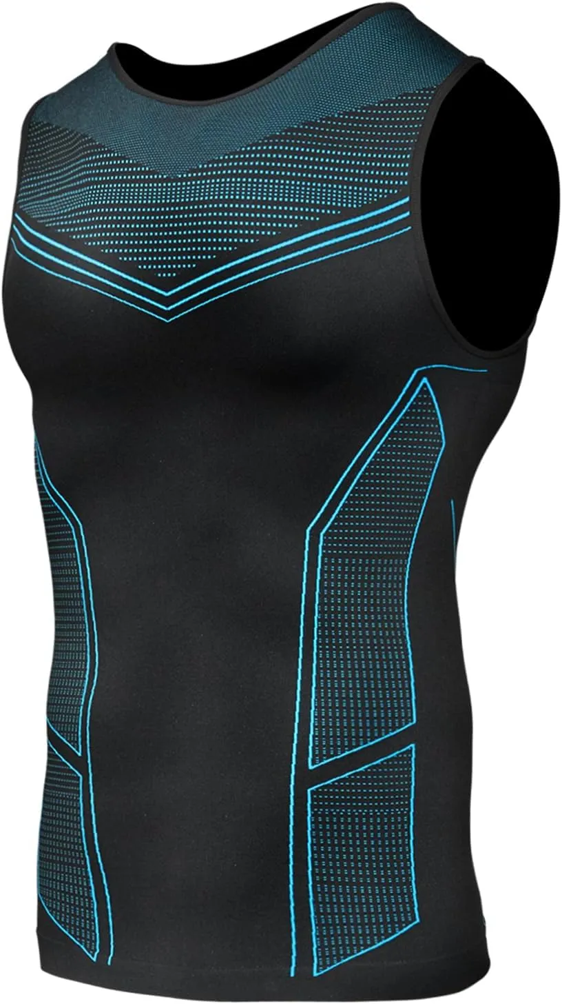 Odoland 3 Pack Men Compression Shirt, Tummy Control Slimming Undershirt Tank Top Men Body Shaper