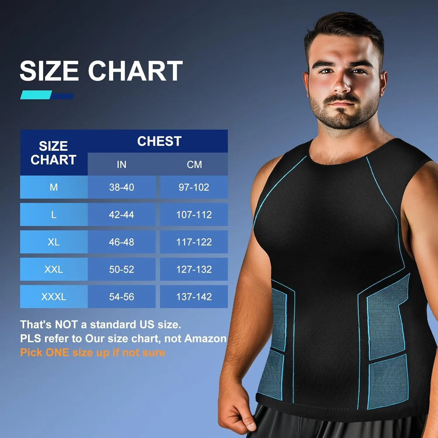 Odoland 3 Pack Men Compression Shirt, Tummy Control Slimming Undershirt Tank Top Men Body Shaper
