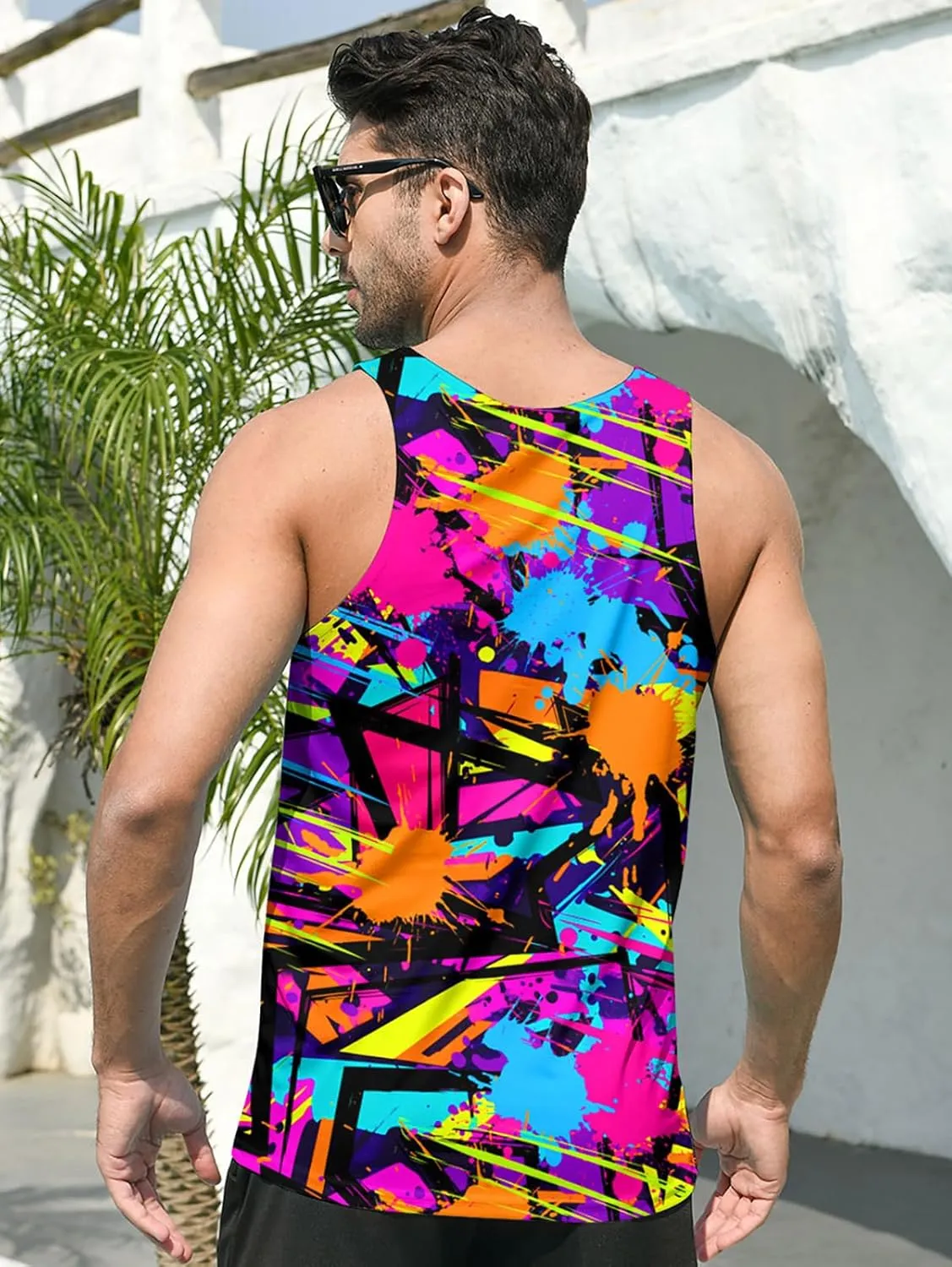 RAISEVERN Men's Tank Tops Summer Sleeveless Tee Cool Workout T-Shirts Beach Athletic Undershirts