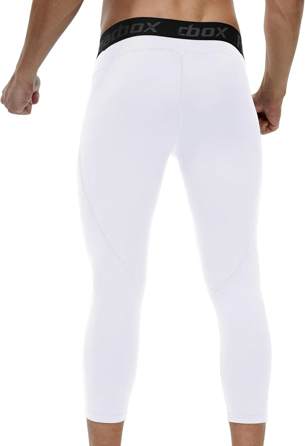 Roadbox 2 Pack Men's 3/4 Compression Pants, Athletic Basketball Workout Tights Leggings, Sport Running Spandex Base Layer