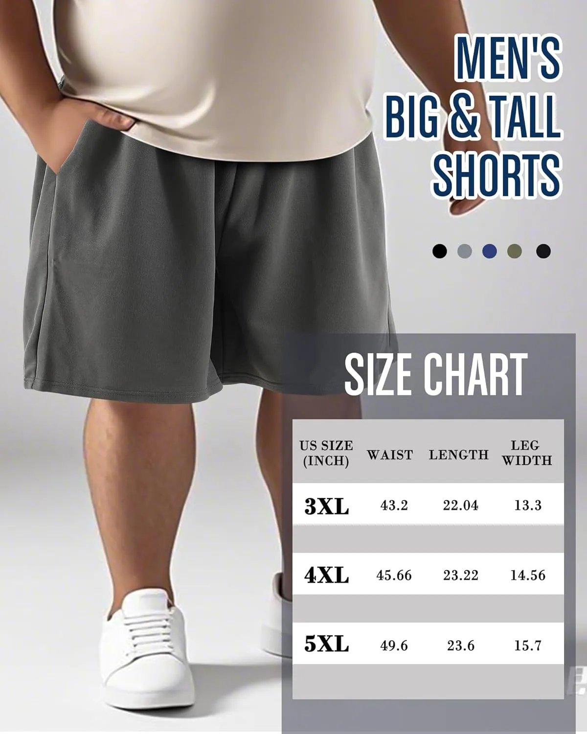 Taiyin 5 Pack Men's Big & Tall Shorts Dry Fit Performance Active Athletic Gym Basketball Shorts with Pockets