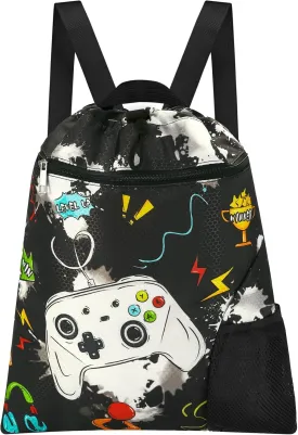 WAWSAM Gym Drawstring Backpack String Bag - 15?? x 17?? Sports Gym Bag for Kids Waterproof Swimming Beach Shopping Yoga Bag