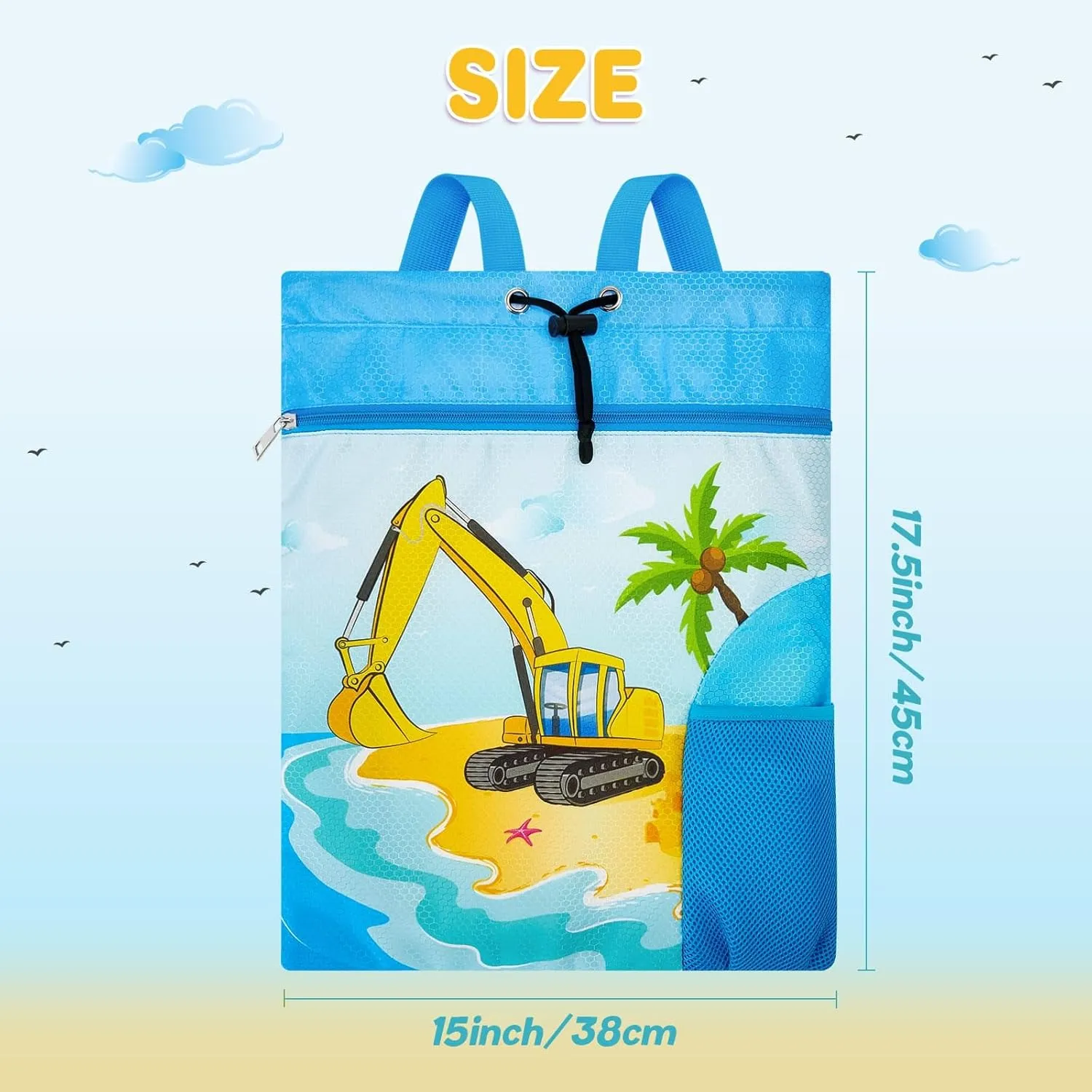 WAWSAM Gym Drawstring Backpack String Bag - 15?? x 17?? Sports Gym Bag for Kids Waterproof Swimming Beach Shopping Yoga Bag