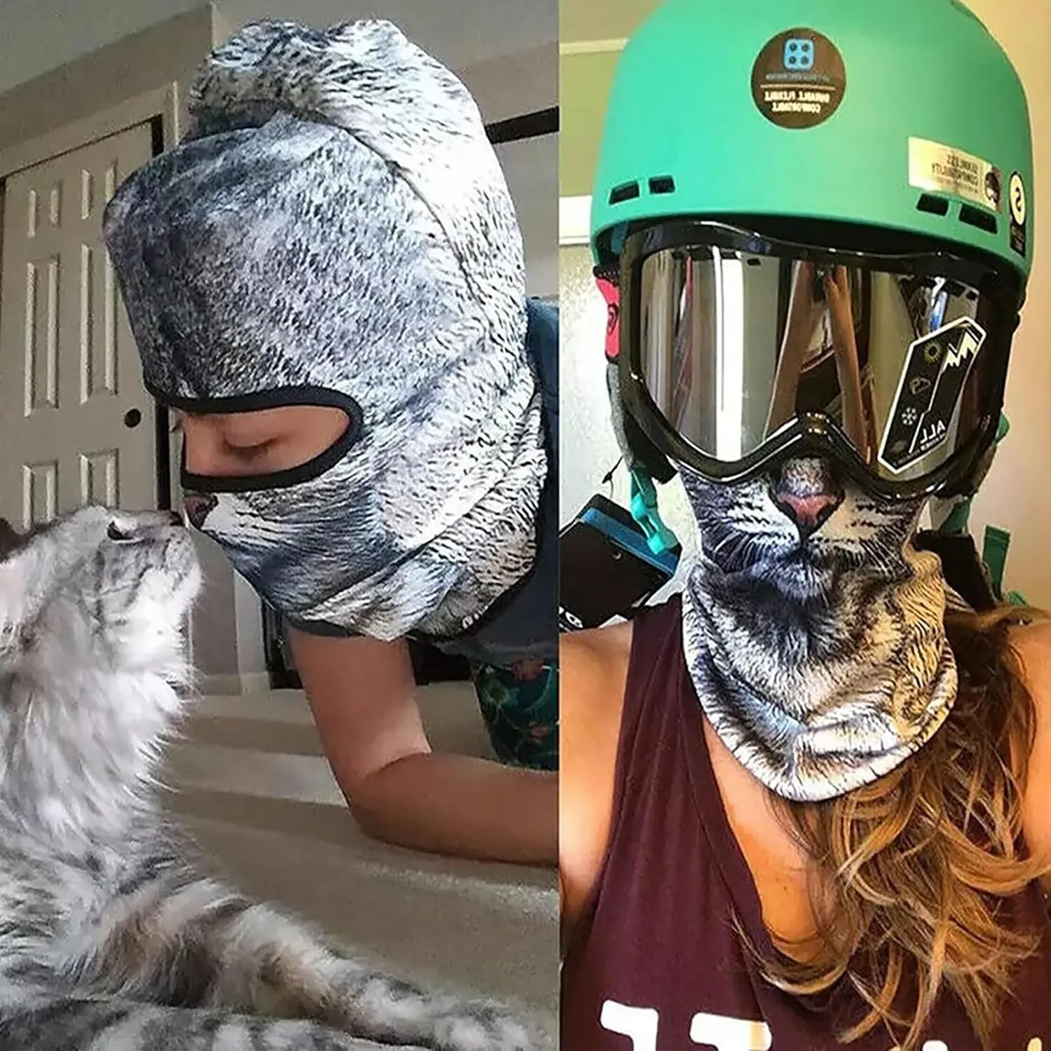 Winter Balaclava Cat Ski Mask Windproof with Ears Cute Full Face Shiesty Mask Animal Ski Face Mask for Outdoor Hiking Riding(1pc-Type-A)